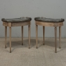 Pair of Louis XVI Neoclassical Stripped Mahogany Side Tables with Bronze Trim