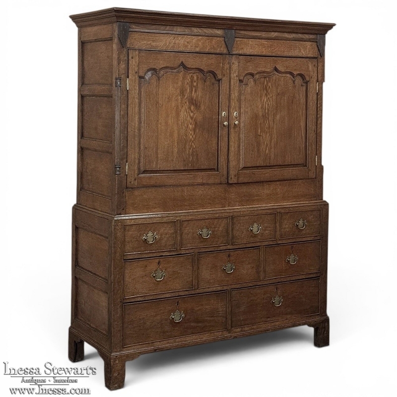 18th Century Georgian Period English Oak Linen Press ~ Cupboard
