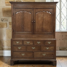 18th Century Georgian Period English Oak Linen Press ~ Cupboard
