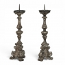 Pair of 18th Century Italian Baroque Silver Gilded Candlesticks