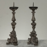 Pair of 18th Century Italian Baroque Silver Gilded Candlesticks