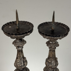 Pair of 18th Century Italian Baroque Silver Gilded Candlesticks