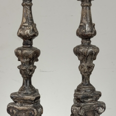 Pair of 18th Century Italian Baroque Silver Gilded Candlesticks