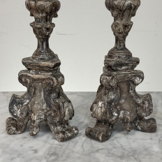 Pair of 18th Century Italian Baroque Silver Gilded Candlesticks