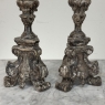 Pair of 18th Century Italian Baroque Silver Gilded Candlesticks