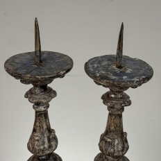 Pair of 18th Century Italian Baroque Silver Gilded Candlesticks