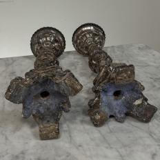 Pair of 18th Century Italian Baroque Silver Gilded Candlesticks