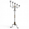 Spanish Revival Hand Forged Iron and Brass Torchère ~ Floor Candelabra
