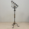 Spanish Revival Hand Forged Iron and Brass Torchère ~ Floor Candelabra