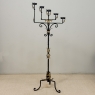 Spanish Revival Hand Forged Iron and Brass Torchère ~ Floor Candelabra