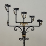 Spanish Revival Hand Forged Iron and Brass Torchère ~ Floor Candelabra