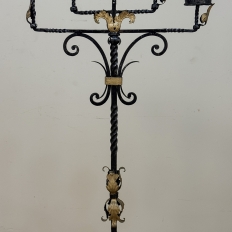 Spanish Revival Hand Forged Iron and Brass Torchère ~ Floor Candelabra