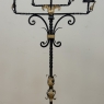 Spanish Revival Hand Forged Iron and Brass Torchère ~ Floor Candelabra