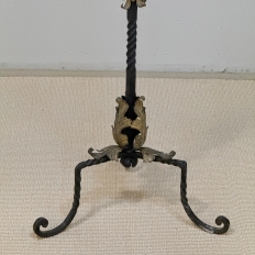 Spanish Revival Hand Forged Iron and Brass Torchère ~ Floor Candelabra