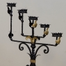 Spanish Revival Hand Forged Iron and Brass Torchère ~ Floor Candelabra