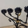 Spanish Revival Hand Forged Iron and Brass Torchère ~ Floor Candelabra