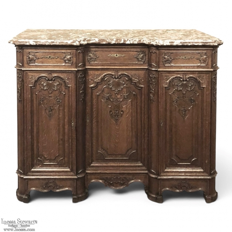 Antique Liegoise Louis XIV Marble Top Buffet