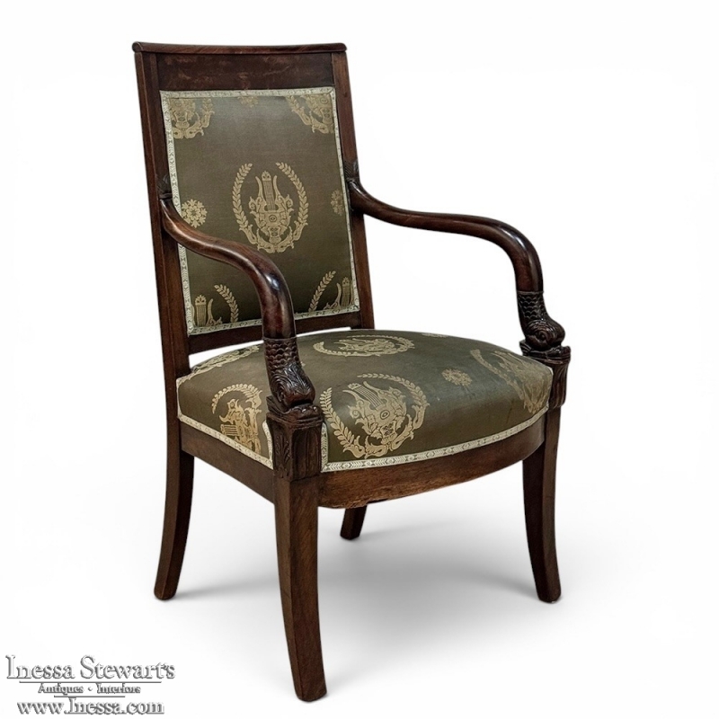 19th Century French Empire Period Mahogany Armchair ~ Fauteuil