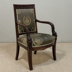 19th Century French Empire Period Mahogany Armchair ~ Fauteuil