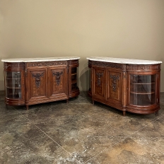 19th Century Louis XVI Marble Top Walnut Display Buffet by Kint of Gand