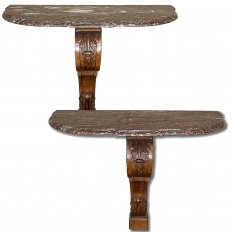 19th Century French Louis XIV Walnut Marble Top Console