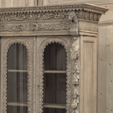 19th Century French Renaissance Revival Carved Bookcase in Stripped Oak