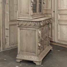 19th Century French Renaissance Revival Carved Bookcase in Stripped Oak