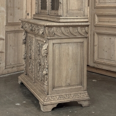 19th Century French Renaissance Revival Carved Bookcase in Stripped Oak