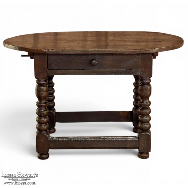 Early 18th Century French Louis XIII Solid Oak End Table