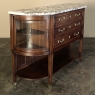 19th Century French Louis XVI Walnut Marble Top Parisian Display Buffet