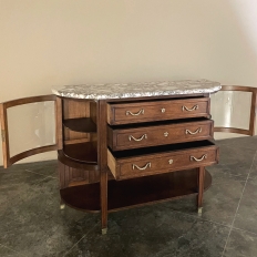 19th Century French Louis XVI Walnut Marble Top Parisian Display Buffet