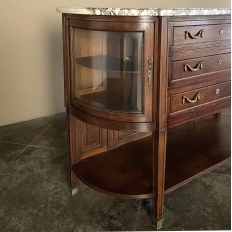 19th Century French Louis XVI Walnut Marble Top Parisian Display Buffet