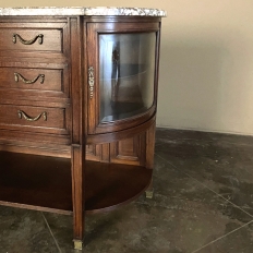 19th Century French Louis XVI Walnut Marble Top Parisian Display Buffet