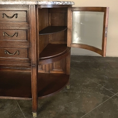 19th Century French Louis XVI Walnut Marble Top Parisian Display Buffet