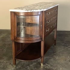 19th Century French Louis XVI Walnut Marble Top Parisian Display Buffet