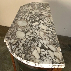 19th Century French Louis XVI Walnut Marble Top Parisian Display Buffet