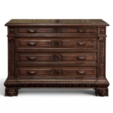 Antique Italian Renaissance Revival Walnut Nero Portoro Marble Top Commode