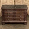 Antique Italian Renaissance Revival Walnut Nero Portoro Marble Top Commode