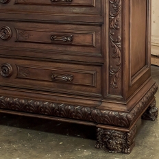 Antique Italian Renaissance Revival Walnut Nero Portoro Marble Top Commode