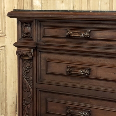 Antique Italian Renaissance Revival Walnut Nero Portoro Marble Top Commode