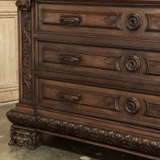 Antique Italian Renaissance Revival Walnut Nero Portoro Marble Top Commode