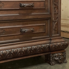 Antique Italian Renaissance Revival Walnut Nero Portoro Marble Top Commode
