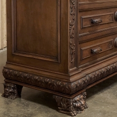 Antique Italian Renaissance Revival Walnut Nero Portoro Marble Top Commode