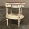 Antique French Louis XVI Painted Oval Side Table with Leather Top