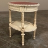 Antique French Louis XVI Painted Oval Side Table with Leather Top