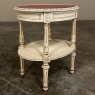 Antique French Louis XVI Painted Oval Side Table with Leather Top