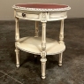 Antique French Louis XVI Painted Oval Side Table with Leather Top