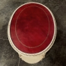 Antique French Louis XVI Painted Oval Side Table with Leather Top
