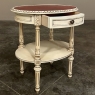 Antique French Louis XVI Painted Oval Side Table with Leather Top