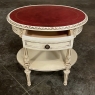 Antique French Louis XVI Painted Oval Side Table with Leather Top